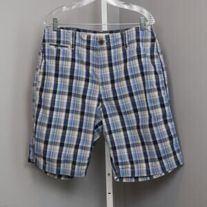 Men’s Favorite Khaki Plaid‎ Shorts | 100% Cotton Flat Front | Size 34